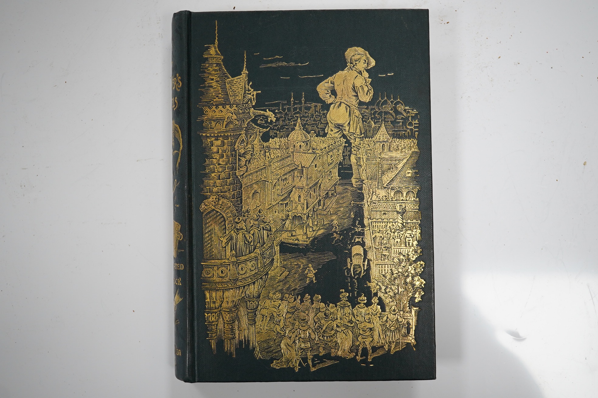 [Swift, Jonathan] Travels into Several Remote Nations of the World. By Lemuel Gulliver ... one hundred illustrations by Charles E. Brock. frontis and engraved illus. (some full page); original gilt pictorial cloth and ge